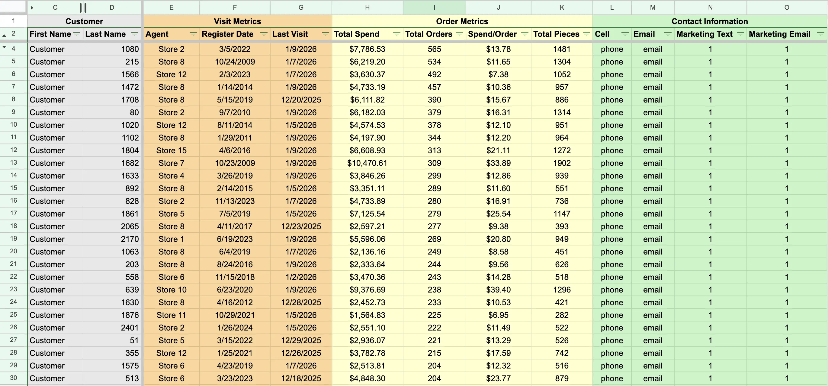Customer report preview