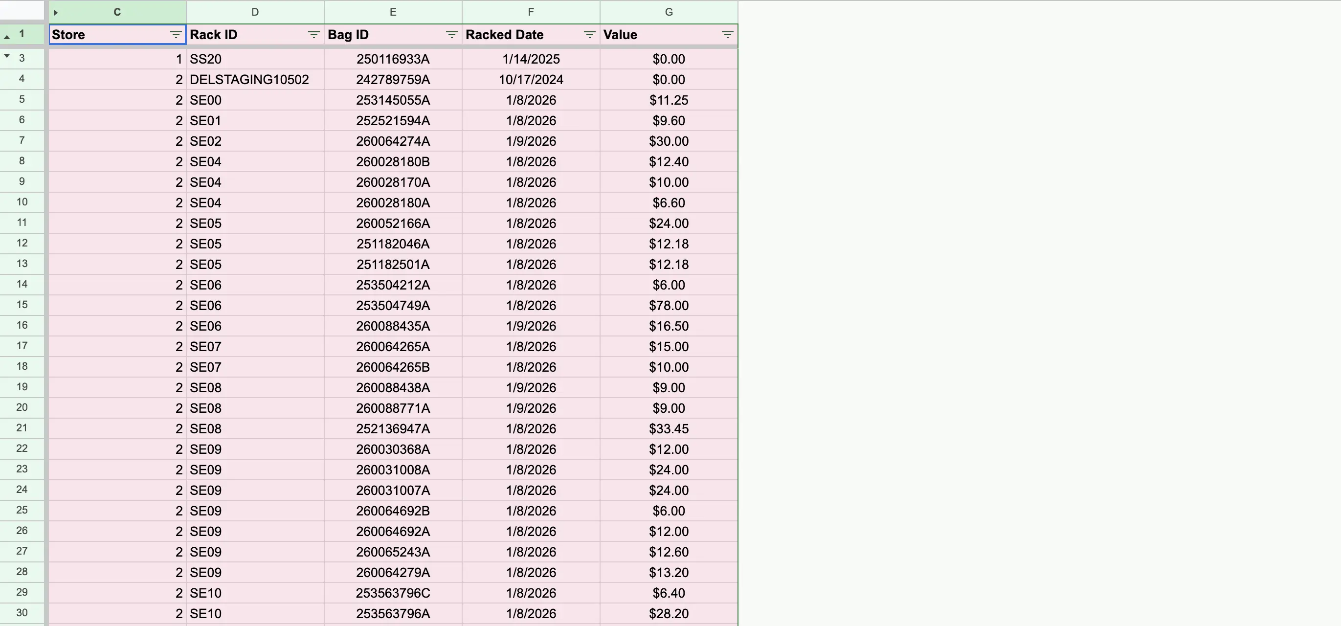 Inventory report preview